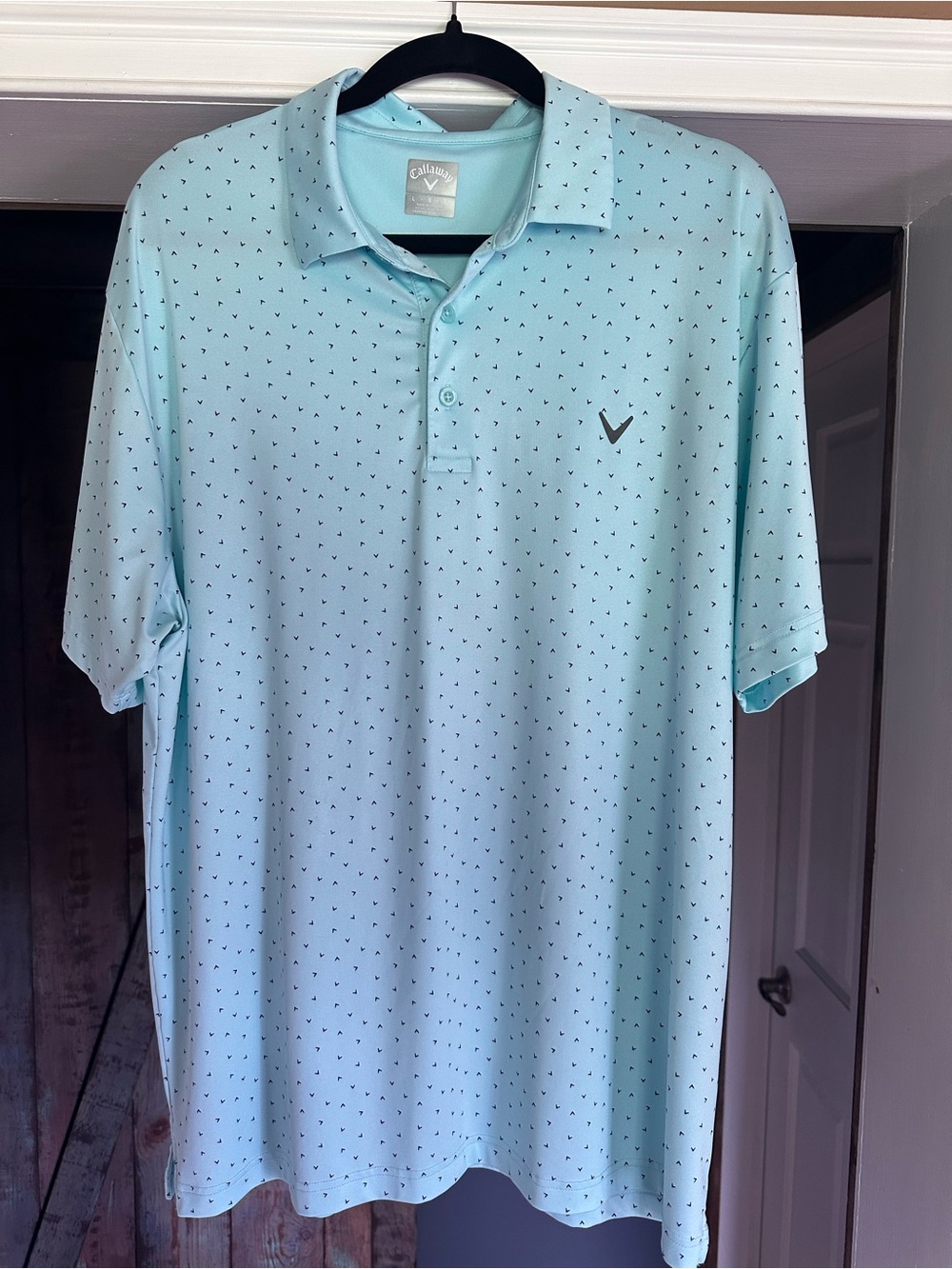 Callaway Men's Mint Blue Micro-Print Golf Polo